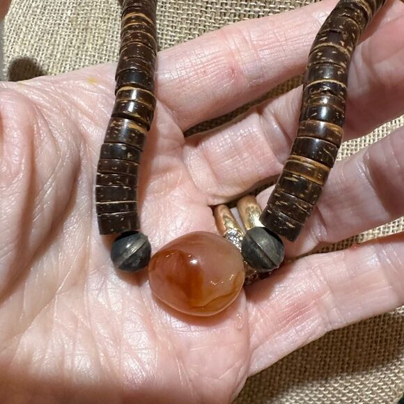 Genuine Carnelian Gemstone Pendant on boho Necklace 14” - Picture 2 of 3
